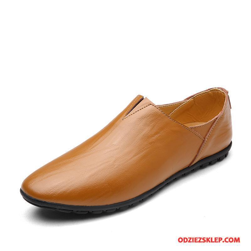 Męskie Mokasyny Brytyjski Skórzane Buty Szpiczaste Buty Żeglarskie Loafers 2018 Czarny Oferta