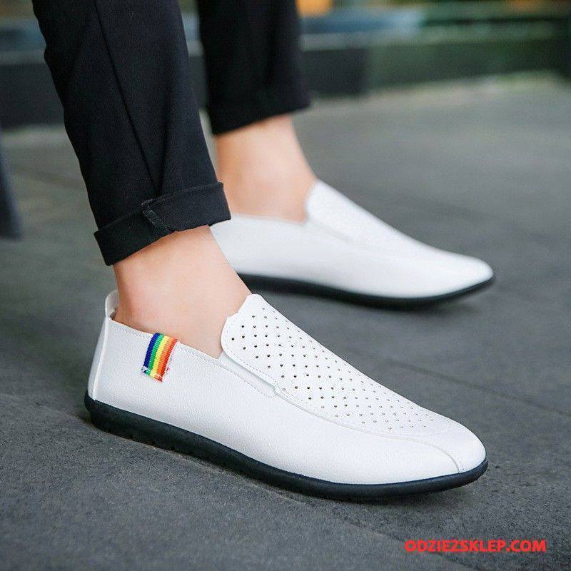 Męskie Mokasyny Lato Loafers Buty Żeglarskie Koronka Slip On Casual Czarny Oferta