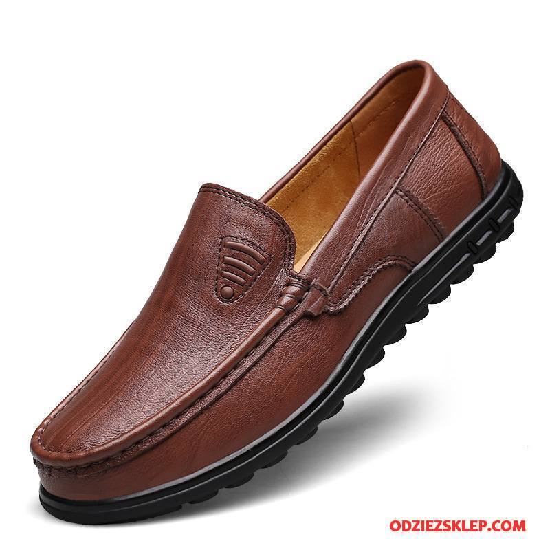 Męskie Mokasyny Lekkie Loafers Buty Żeglarskie Slip On Prawdziwa Skóra Casual Brązowy Czerwony Sprzedam