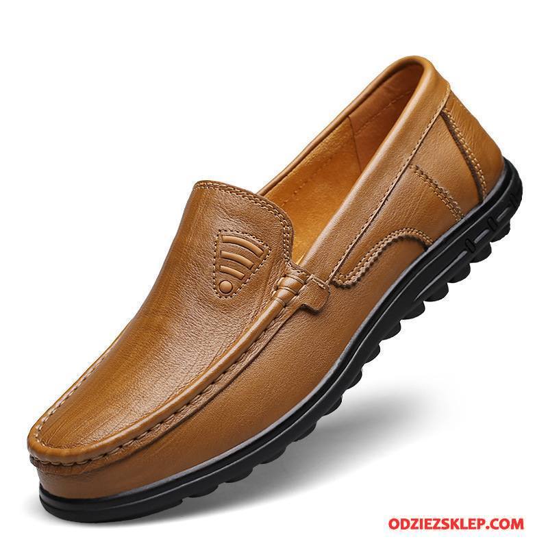 Męskie Mokasyny Lekkie Loafers Buty Żeglarskie Slip On Prawdziwa Skóra Casual Brązowy Czerwony Sprzedam