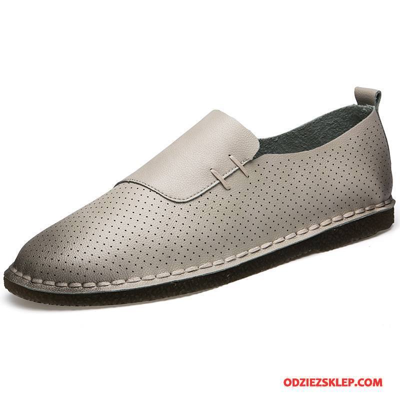 Męskie Mokasyny Moda Buty Loafers Koronka Slip On Lato Szary Oferta