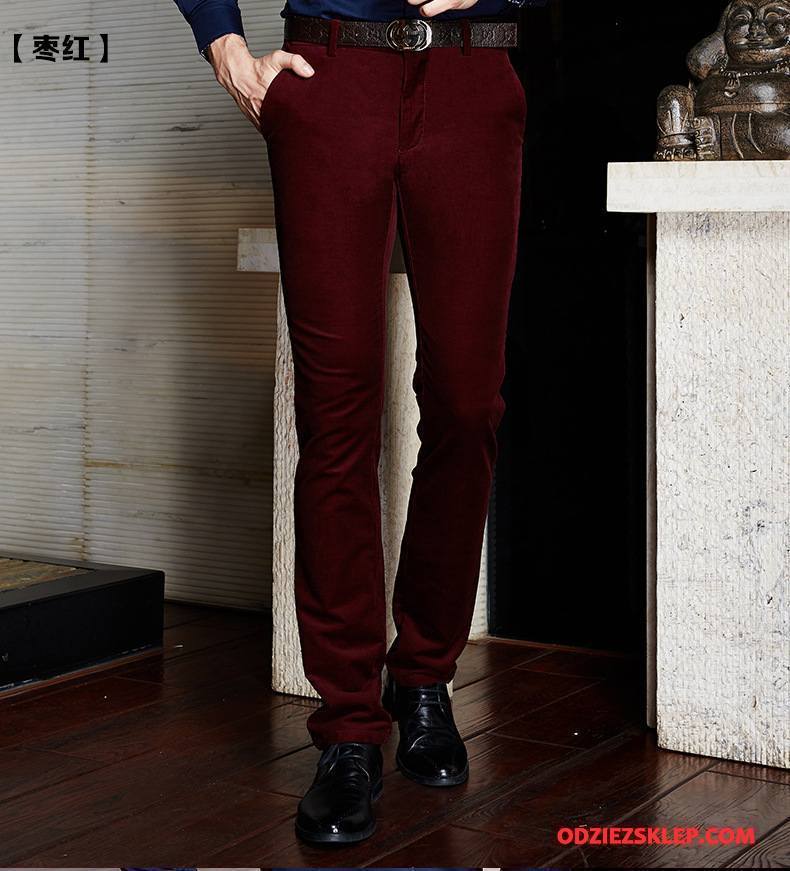 Męskie Spodnie Garniturowe Elastyczne Męska Nowy Casual Slim Fit Jesień Bordeaux Online