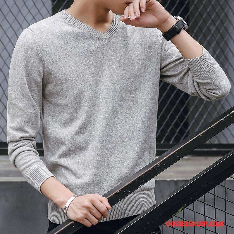 Męskie Swetry Zima Męska Cienkie Sweter Slim Fit Smok Czysta Żółty Online