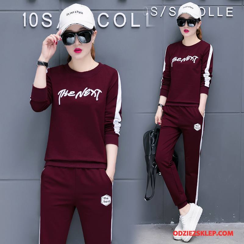 Damskie Garnitur Slim Fit Cienkie 2018 Wygodne Popularny Wiosna Burgund Kup