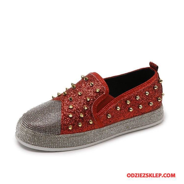 Damskie Mokasyny Casual Buty Damska Buty Na Deskorolke Rhinestone Tendencja Czerwony Online