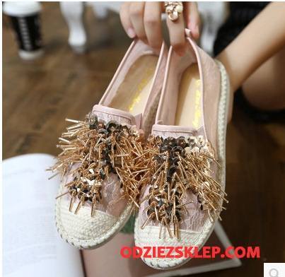 Damskie Mokasyny Wedge Cekiny Loafers Lato Casual Wygodne Mieszane Kolory Proszek Sklep