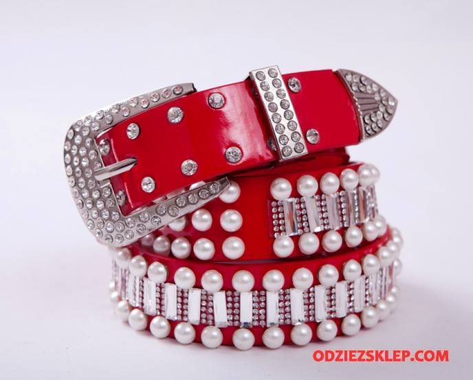 Damskie Paski Damska Moda Luksusowy Z Kryształkami Rhinestone Czerwony Online