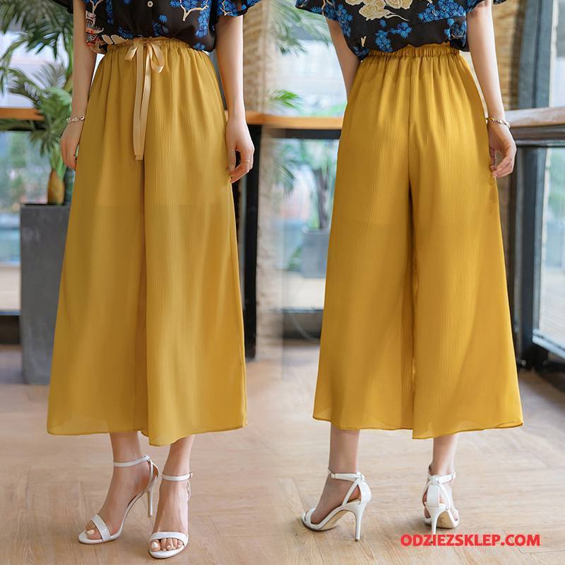 Damskie Spodnie Slim Fit 2018 Moda Piękny Lato Tendencja Czysta Żółty Kup