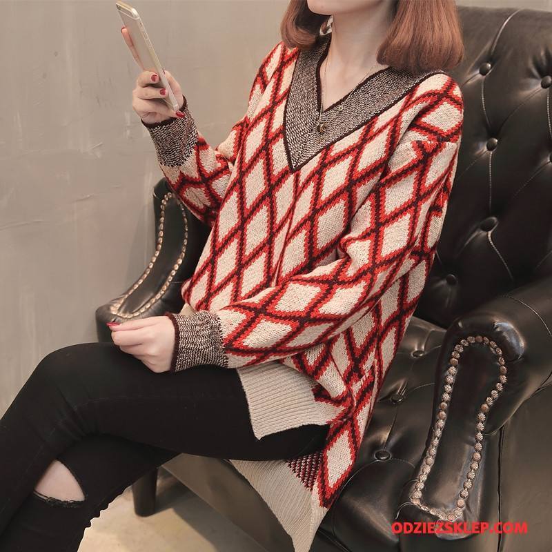 Damskie Swetry Slim Fit Sweter 2018 Eleganckie Wiosna Wygodne Czysta Beżowy Biały Szary Ciemno Czerwony Online
