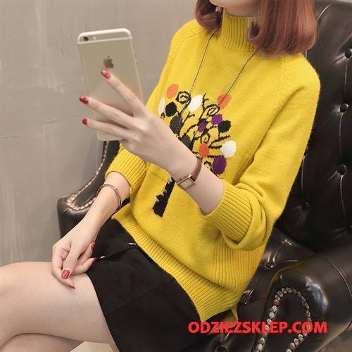 Damskie Swetry Tendencja Casual Pullover Wiosna Moda Wygodne Żółty Sprzedam