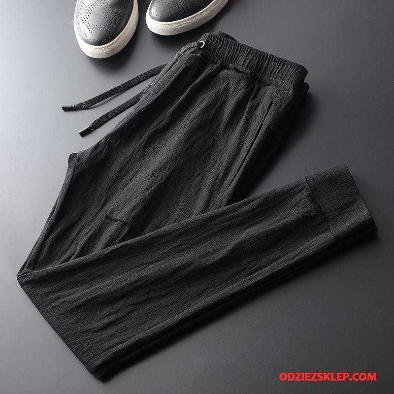Męskie Casualowe Spodnie Bawełniane Moda Slim Fit Wysoki Koniec Elastyczne Czarny Sprzedam