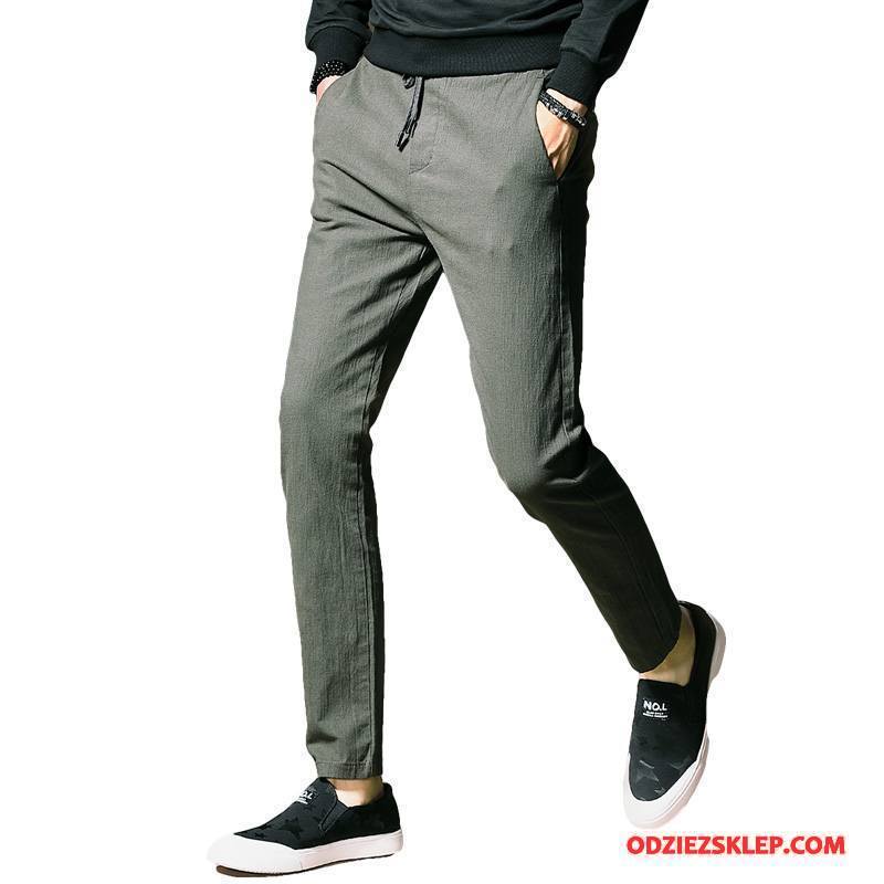 Męskie Casualowe Spodnie Cienkie Tendencja Ołówkowe Spodnie Męska Jesień Slim Fit Zielony Sprzedam