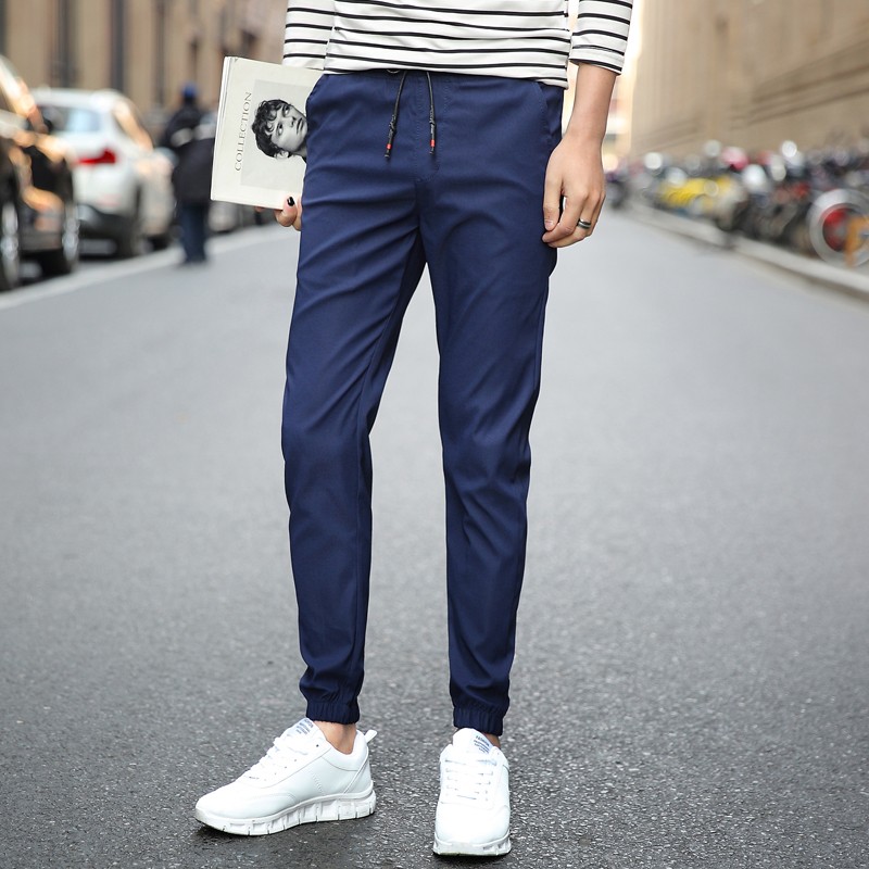 Męskie Casualowe Spodnie Elastyczne Ołówkowe Spodnie Niebieski Online