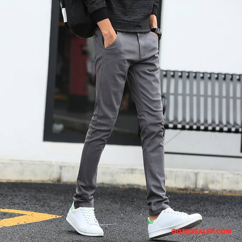 Męskie Casualowe Spodnie Męska Cienkie Slim Fit Elastyczne Tendencja Super Szary Na Sprzedaż