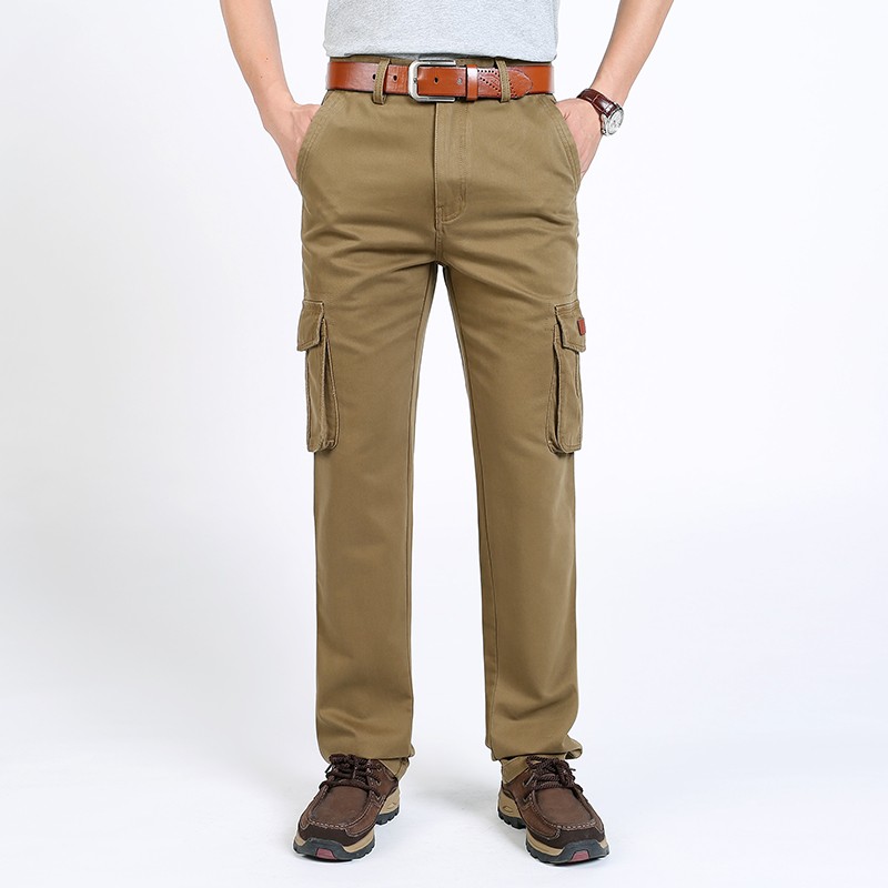 Męskie Casualowe Spodnie Nowy W Średnim Wieku Spodnie Cargo Moda Jesień Outdoor Khaki Sprzedam