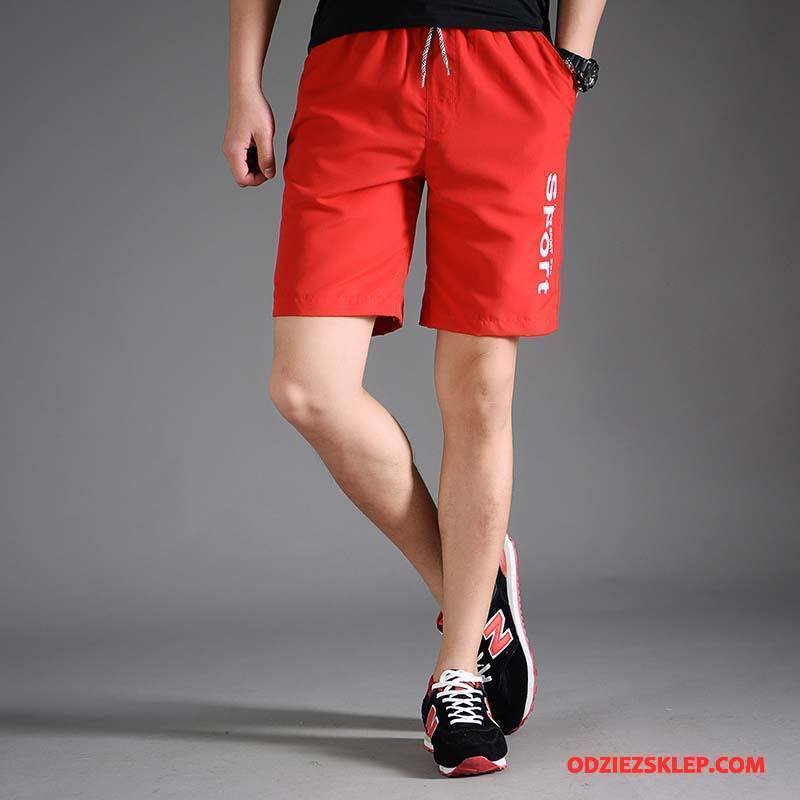 Męskie Casualowe Spodnie Oddychające Lato Szorty Sportowe Cienka Plażowe Czerwony Sklep