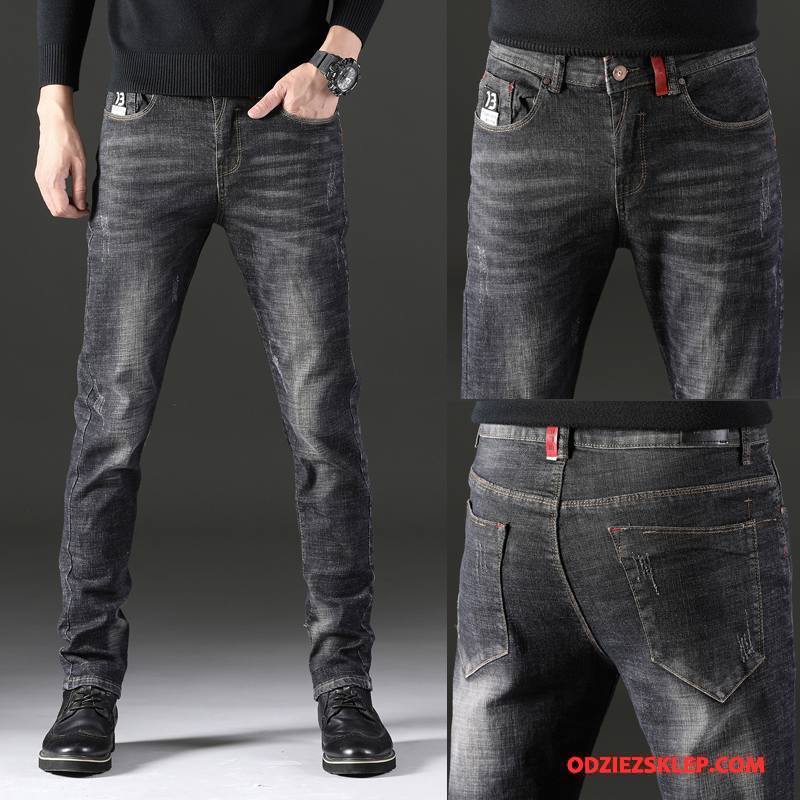 Męskie Jeansy Moda Spodnie Denim Czarny Online