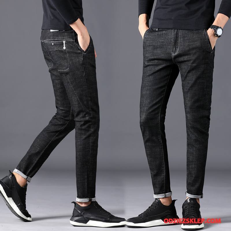 Męskie Jeansy Slim Fit Gorąca Sprzedaż Dżinsy Casual Jesień Denim Czarny Kupię