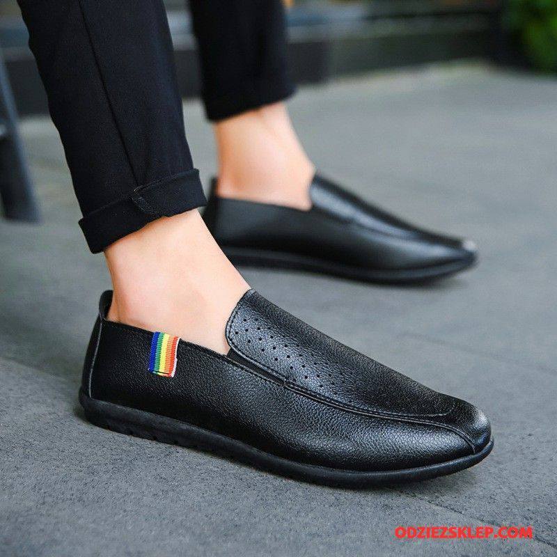 Męskie Mokasyny Lato Loafers Buty Żeglarskie Koronka Slip On Casual Czarny Oferta