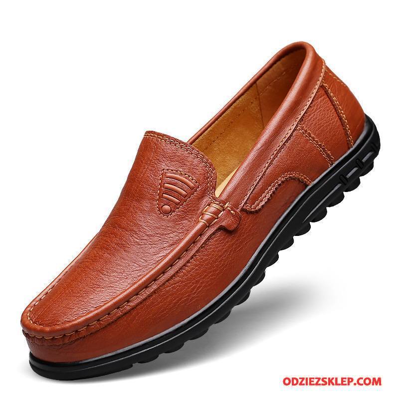 Męskie Mokasyny Lekkie Loafers Buty Żeglarskie Slip On Prawdziwa Skóra Casual Brązowy Czerwony Sprzedam